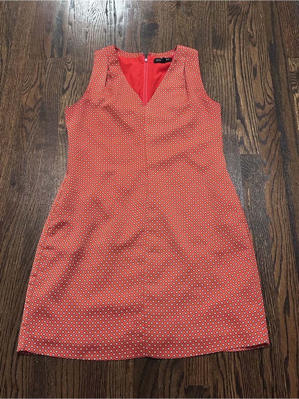 Banana Republic Coral Orange Geometric Print Sleeveless Shift Dress – Size 8